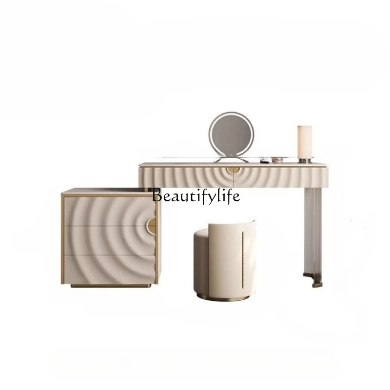 

Modern light luxury marble dresser chest cabinet integrated bedroom dressing table