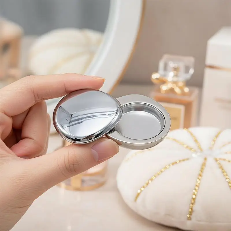 1Pcs Zinc Alloy Empty Solid Perfume Container Replaceable Refillable Rotatable Travel Balm Box Rotary Open Close