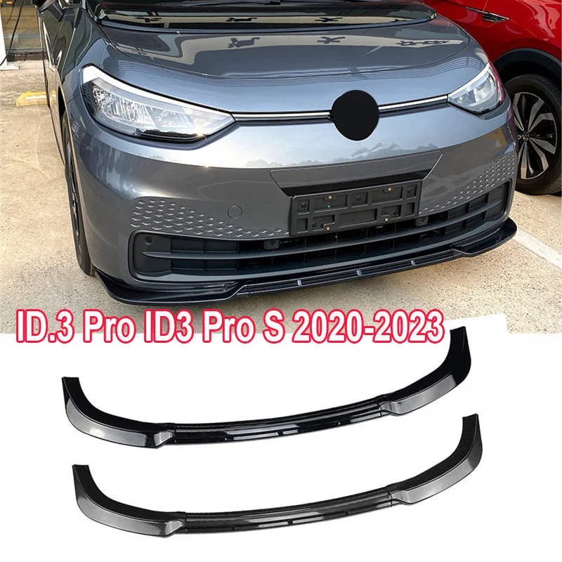 

Gloss black For VW ID.3 Pro ID3 Pro S 2020-2023 Front Bumper Splitter Lip lower Spoiler Diffuser Cover Guard Body Kit Tuning