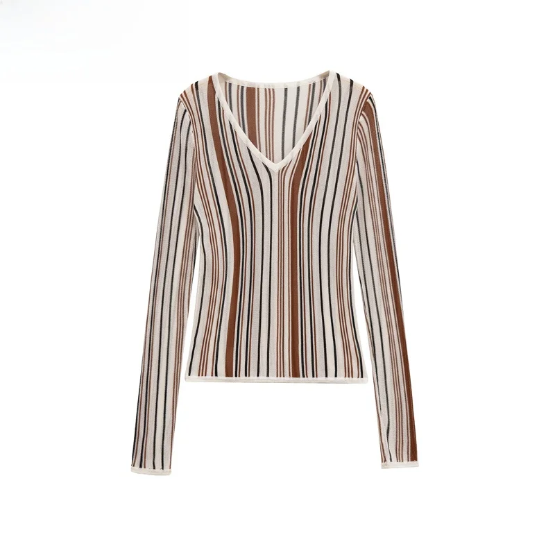 

ZBZR весенний новый женский модный льняной свитер с v-образным вырезом, длинный вязаный свитер, приятный для кожи, дышащий, облегающий, повседневный, irt