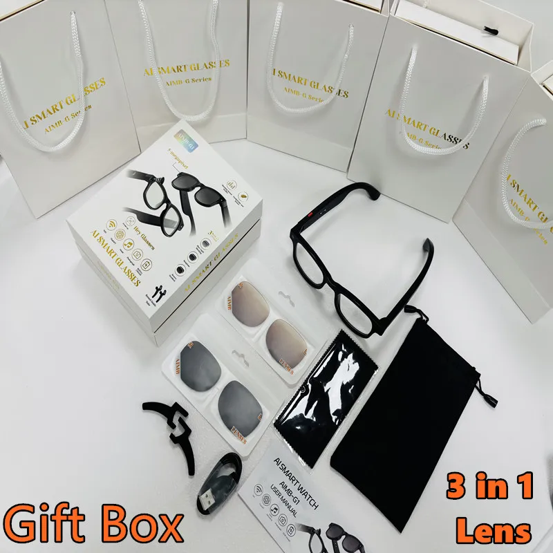 500 واط AI كاميرا ذكية النظارات الشمسية 3in1 عدسة ChatGPT ترجمة التحكم الصوتي واي فاي بلوتوث HD1080P اطلاق النار نظارات ذكية