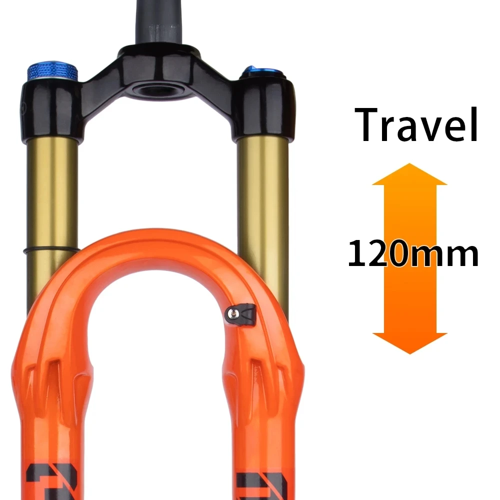 BOLANY Bicycle Air Fork 120mm Travel 27.5/29Inch Orange Mountain Bike Air Suspension 32mm Teflon Magnesium Alloy Bicycle Parts