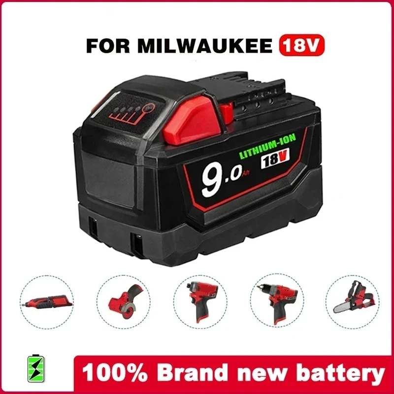 

NEW 18V 9.0Ah Replacement Lithium Ion Battery For Milwaukee M18 Power Tool Batteries 48-11-1815 48-11-1850 48-11-1860 Z50