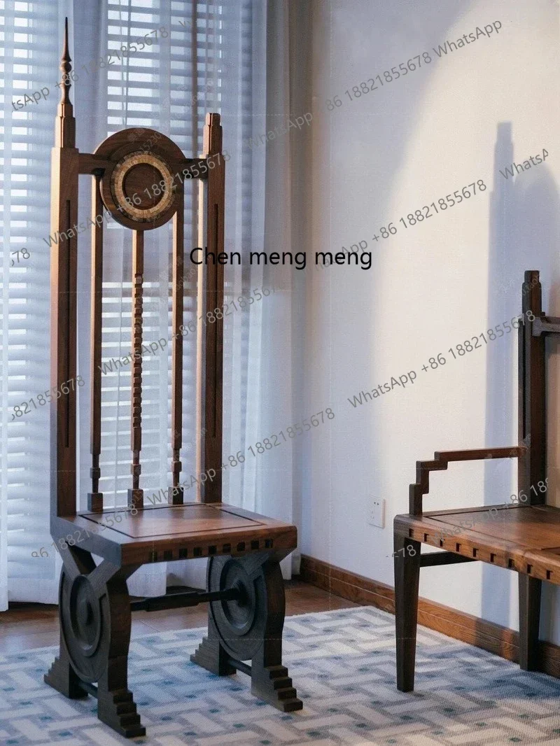 

ZJFrench solid wood retro high-back dining chair, medieval art carved queen chair decorative chair