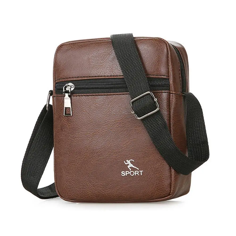 

Men's PU Leather Crossbody Bag Business Casual Shoulder Bag with Anti-Theft Zipper Lightweight Phone Bag for Commuting Travel
