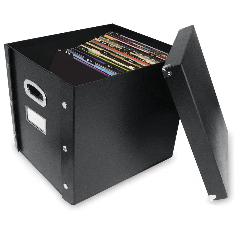 Snap-N-Store Vinyl Records Storage Box with 13 Count Record Guides, Black, Adultsstorage boxes  storage box2 Pack