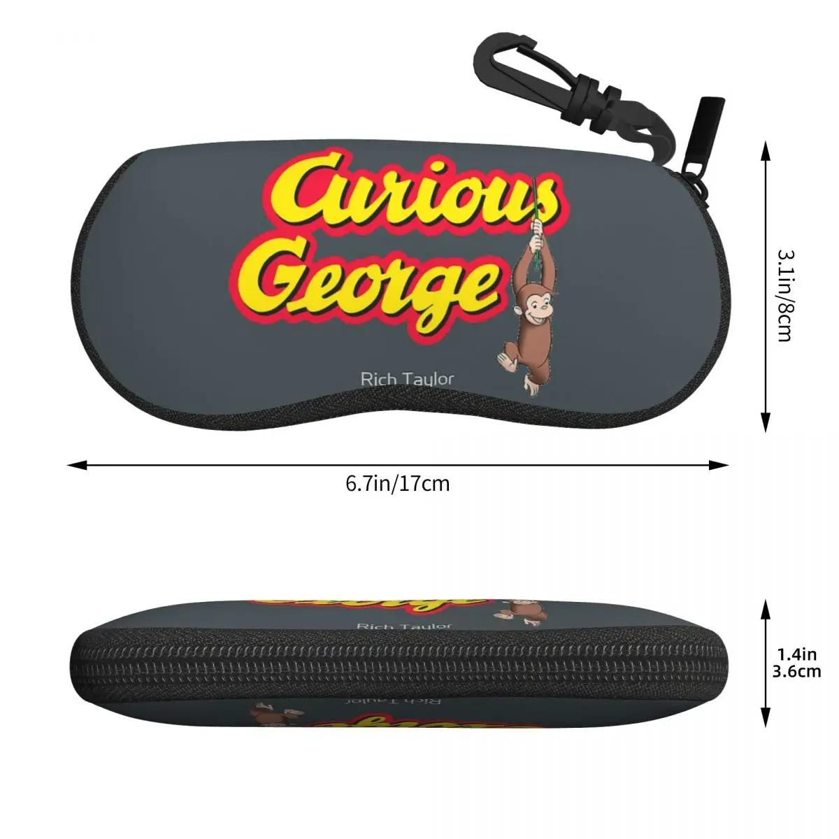 Curious George Hanging Around Shell Glasses Case Protective Sunglasses Box Women Men Soft Eyeglass Bag Pouch