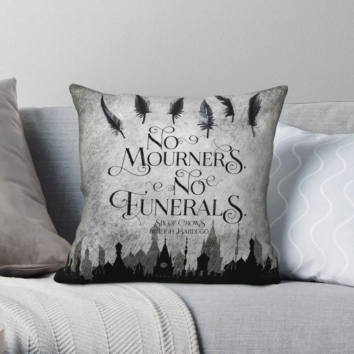 

No Mourners No Funerals Square Pillowcase Polyester Linen Velvet Creative Zip Decor Pillow Case Sofa Cushion Cover 45x45