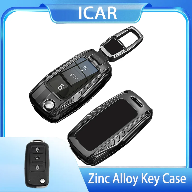 

Zinc Alloy Car Key Cover Case for VW MK4 Seat Altea Alhambra Ibiza Polo Golf 2 3 Button Flip Folding Fob Keychain Accessories