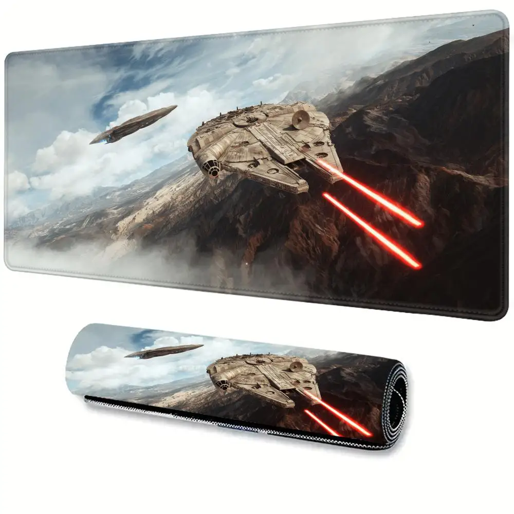 Movie-Millennium Falcon Mouse Pad Tapetes de Mesa Teclado, Borracha Kawai, Tapete de Mesa Antiderrapante, XXL90x40cm