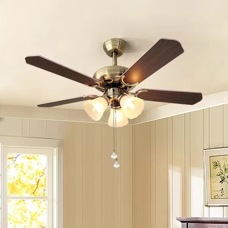 

Modern simple dining room fan light home silent American ceiling fan light Nordic living room bedroom live fan chandelier