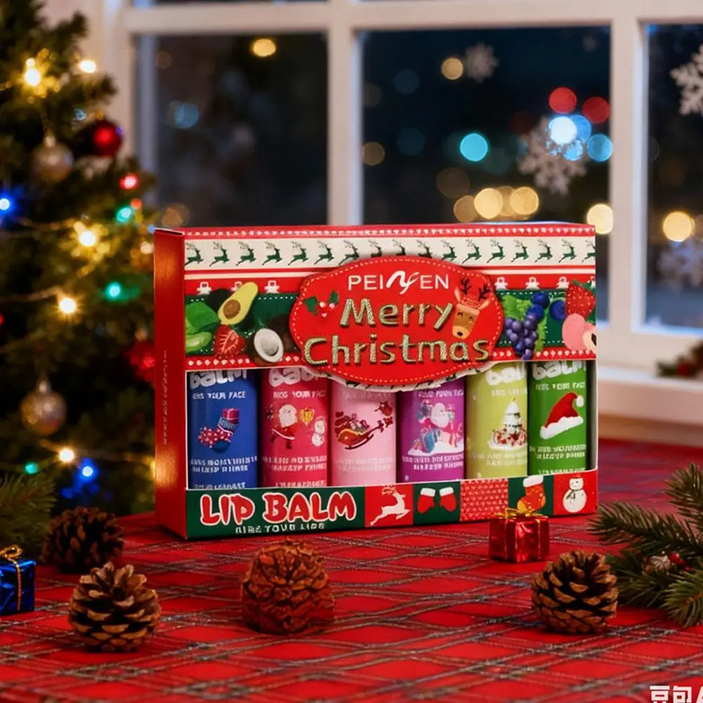 Fruity Color-Changing Lip Balm Set 6PCS Deep Moisture Tinted Balm for Dry Lips Christmas Gift Natural Lip Care for All
