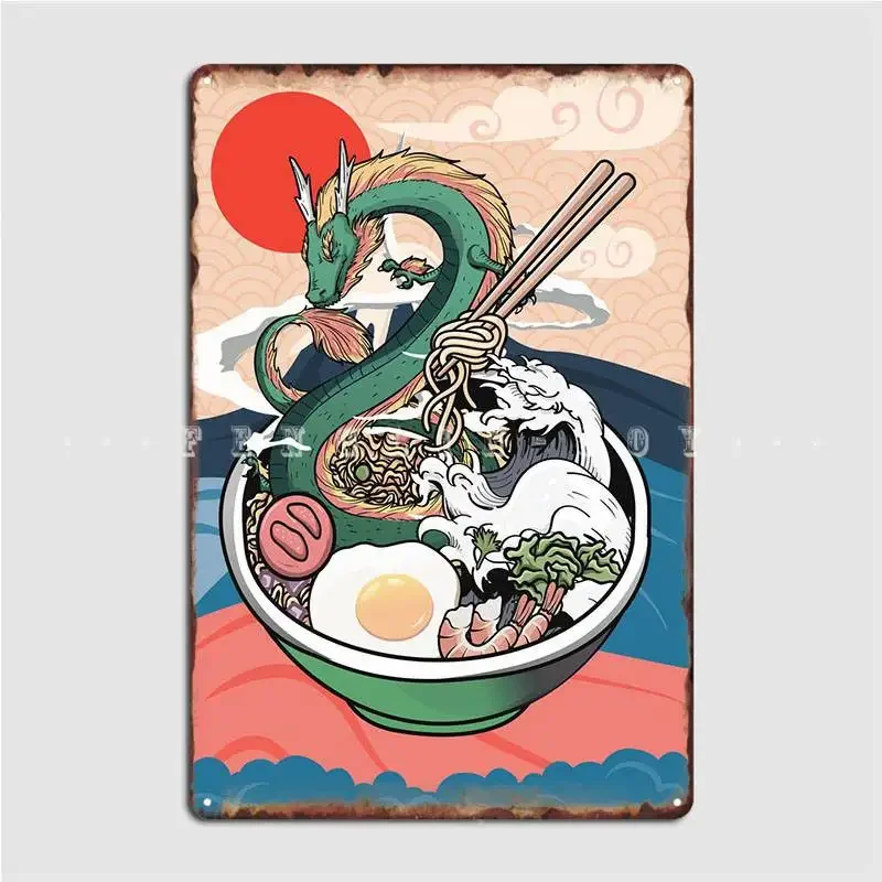 Ramen Dragon Japanese Soup Metal Sign Cinema Living Room Design Poster Wall Tin Sign Poster
