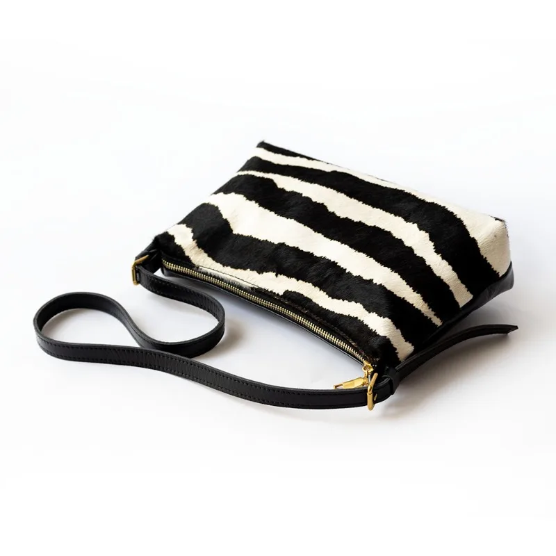 All-match Casual Underarm Shoulder Bags Fashion Zebra-stripe Genuine Leather Armpit Bag Female 2024 New Luxury Handbags Purses