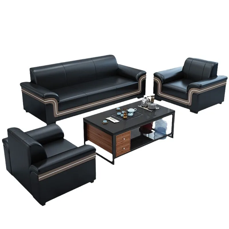 Office sofa simple business reception three-person office meeting guests to negotiate coffee table combination