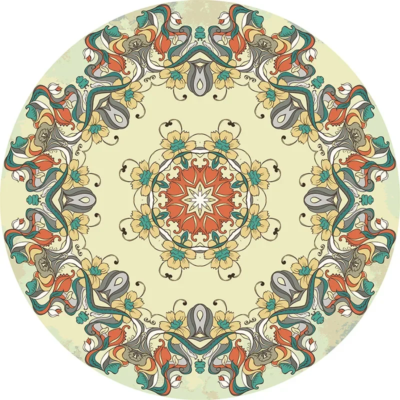 New Ethnic Persian Mandala Round Rug Floor Mat Cloakroom and Yoga Non-slip Living Room