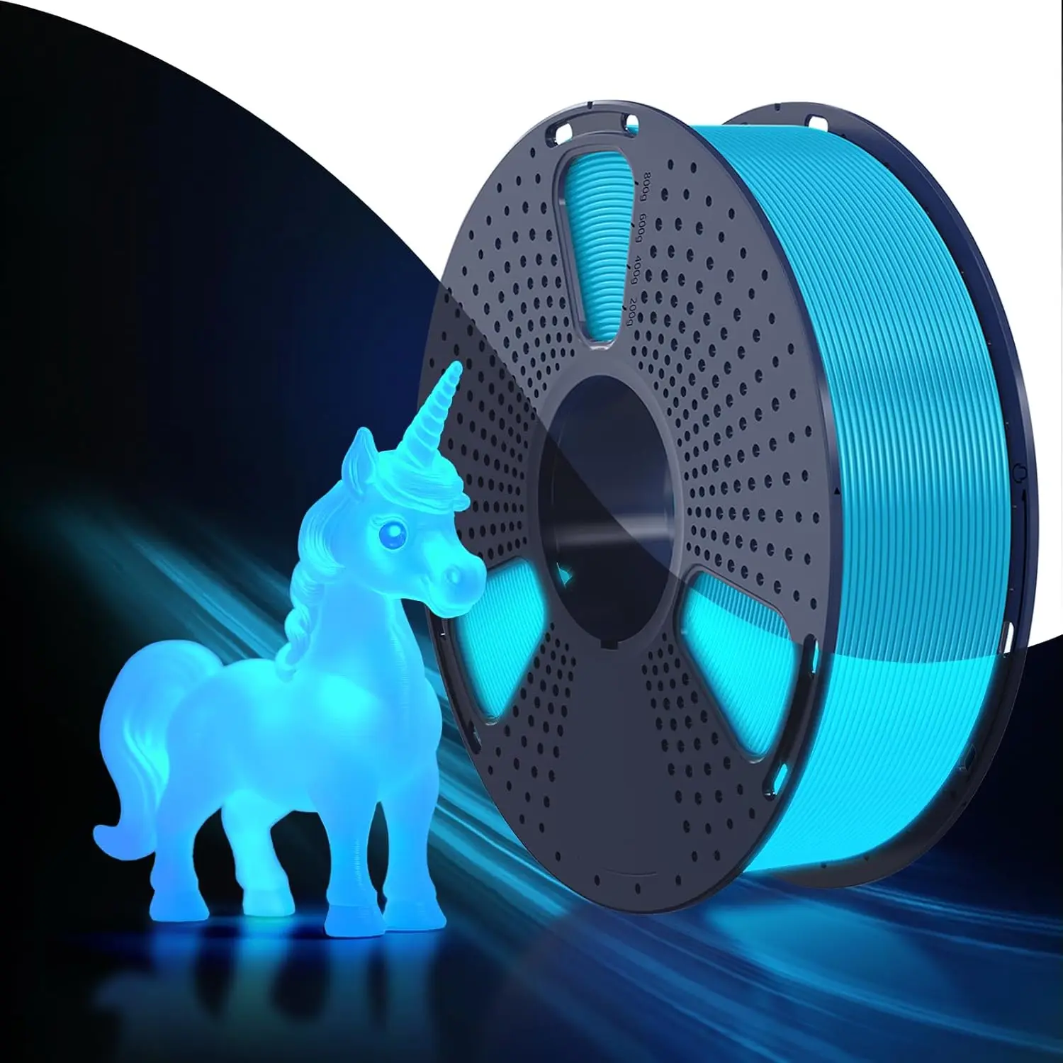 SUNLU im Dunkeln leuchtendes PETG-Filament, ordentlich gewickeltes, leuchtendes PETG-Filament, 1,75 mm +/- 0,02 mm, 1 kg Filament, passend für die meisten FDM-3D-Drucker
