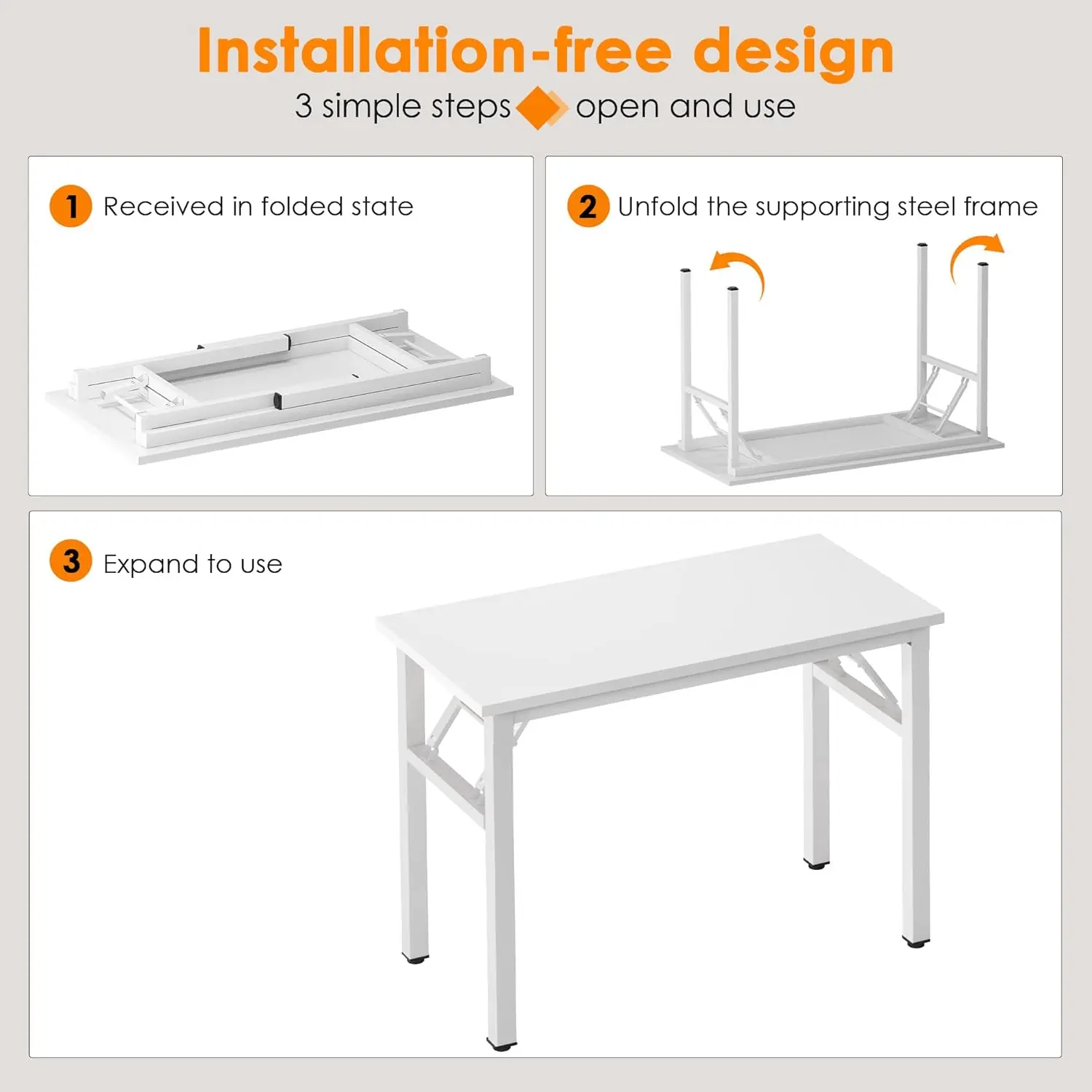 Necesita un escritorio pequeño para computadora, mesa plegable de 31,5 pulgadas sin ensamblaje, escritorio pequeño resistente para Escritura, escritorio plegable para espacios pequeños, blanco