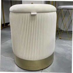 Round Vanity Stool Makeup Chair Storage Bench Dressing Stool Velvet Ottoman Pouf Home Furniture Dia 35cm