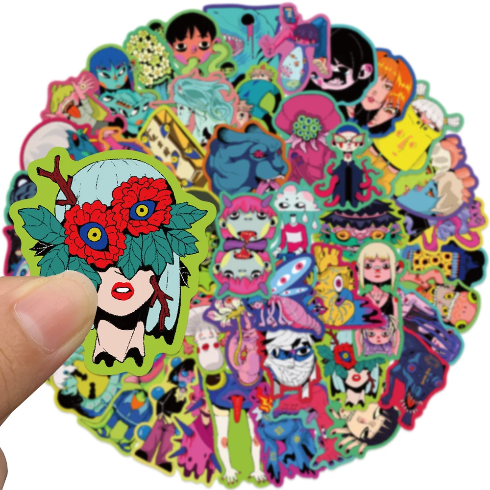 50pcs Funny Colorful Cartoon Creepy Horror Monsters Graffiti Stickers For Luggage Laptop Guitar Phone Waterproof Vinyl Decals