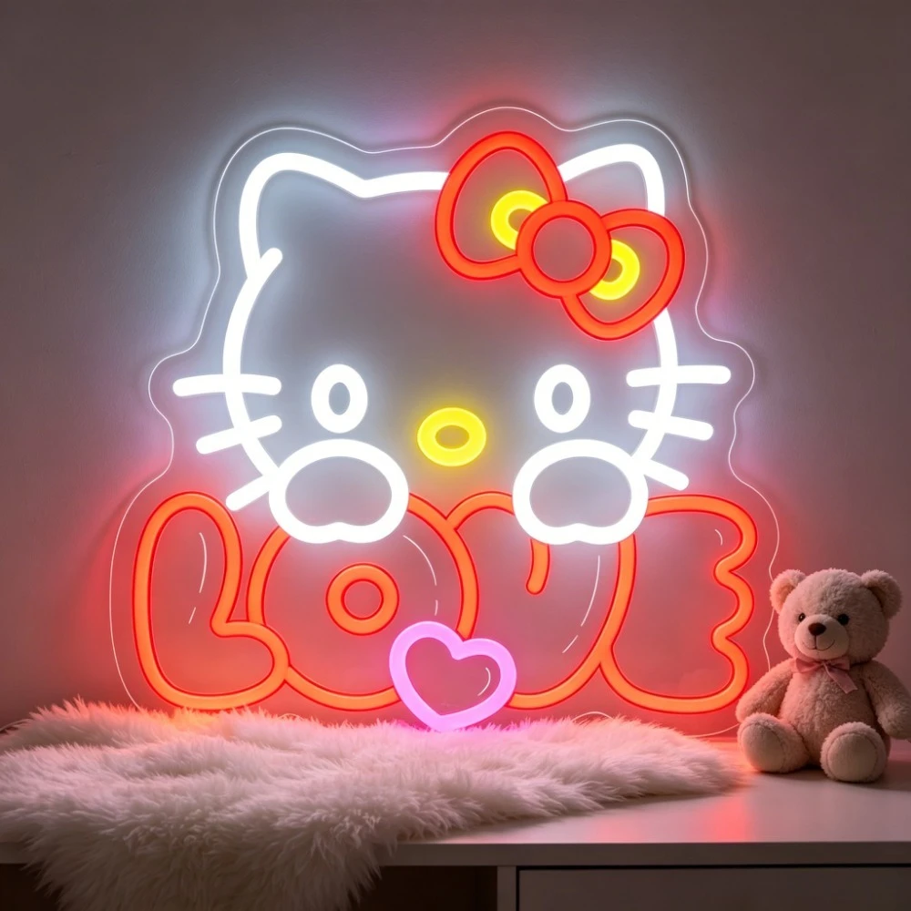 

Sanrio Hello Kitty Neon Sign LED Neon Light USB Dimmable for Kid Bedroom Study Room Playground Kindergarten Decor Birthday Gifts