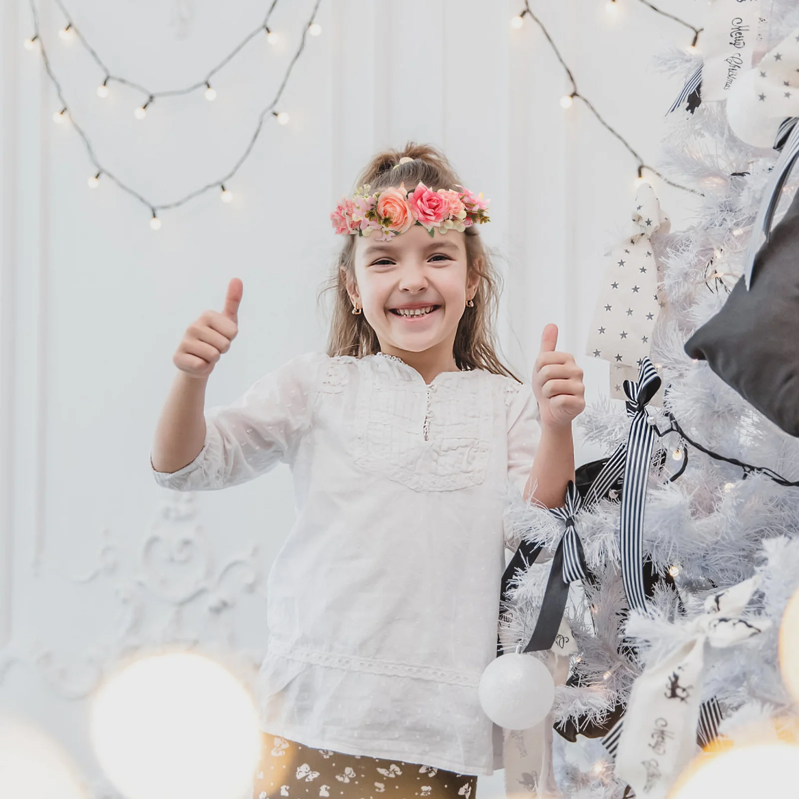 

Simulated Flower Hair Wreath Vibrant Color Floral Headband Comfortable Lightweight Flower Crown for Wedding Festival Parties