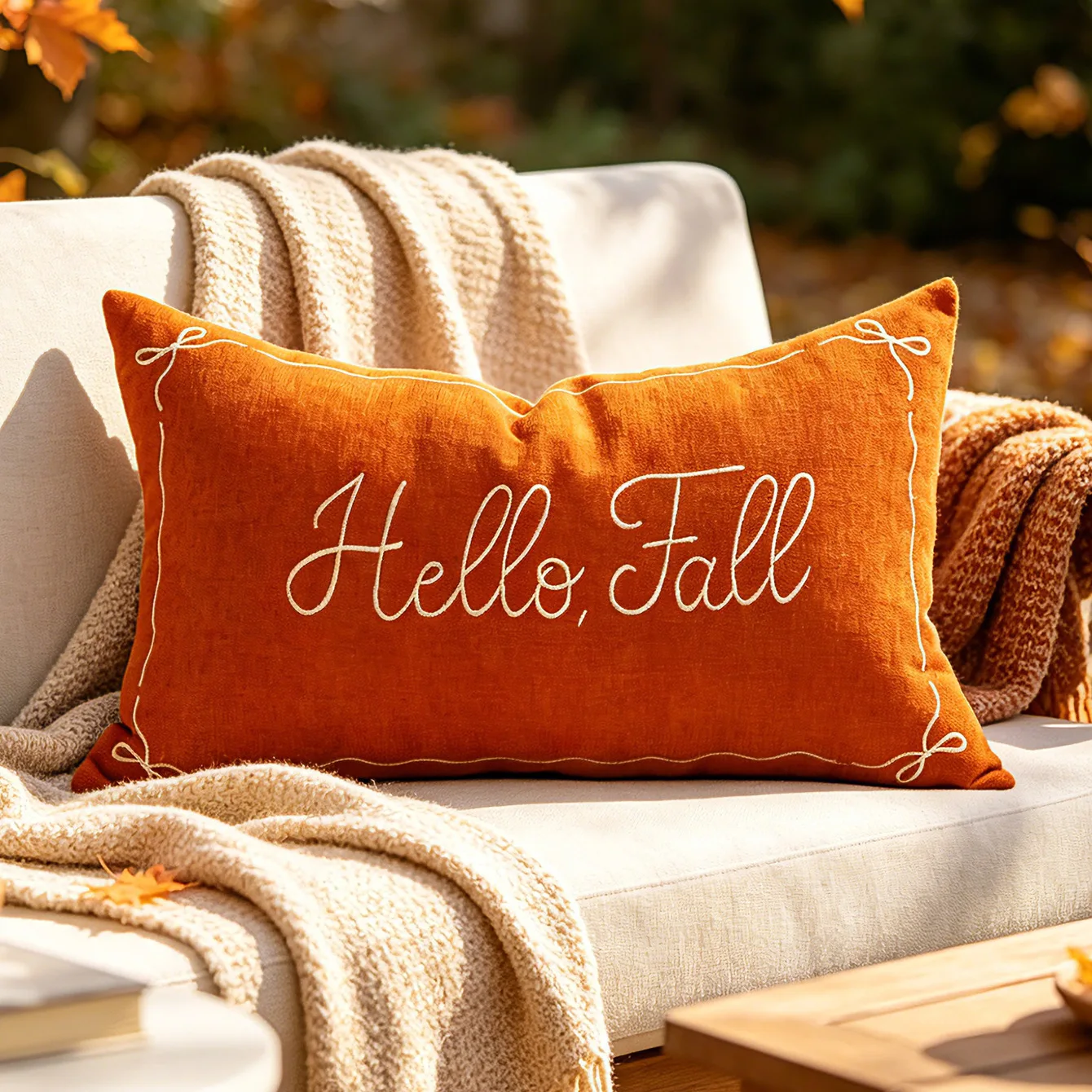 Thanksgiving Day Kissenbezug Cojines Hello Fall Buchstaben-Stickerei Sofakissenbezug Dekoration Kissenbezüge 30x50cm – Detail 4