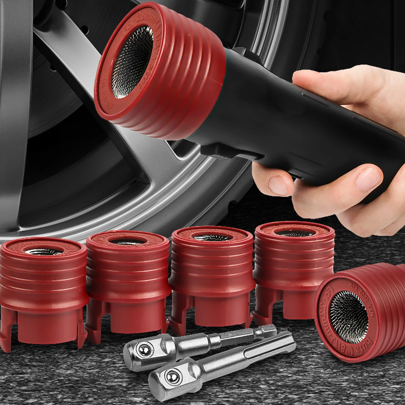 أداة تنظيف مسمار عجلة السيارات، عملية سريعة وفعالة، رأس فرشاة إزالة الصدأ مناسبة لحماية السيارة #1