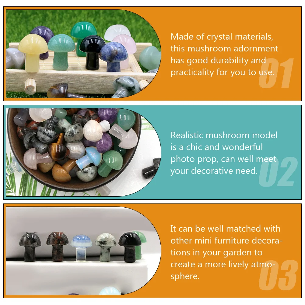 

10Pcs Crystal Mushroom Models Miniature Garden Decor Tabletop Bonsai Sculpture Art Crystal Mushroom Sculptures