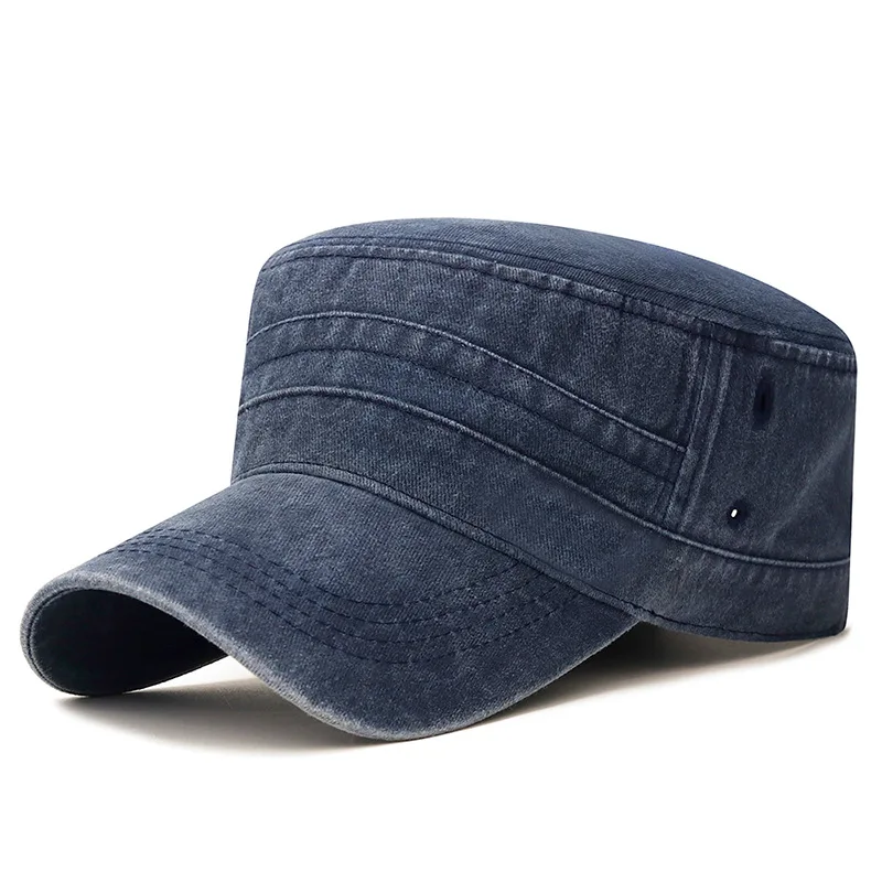 Classic Baseball Cap Men Fishing Retro Wash Jeans Big Head Bib Flat Top Hat Outdoor Casual Sun Hat