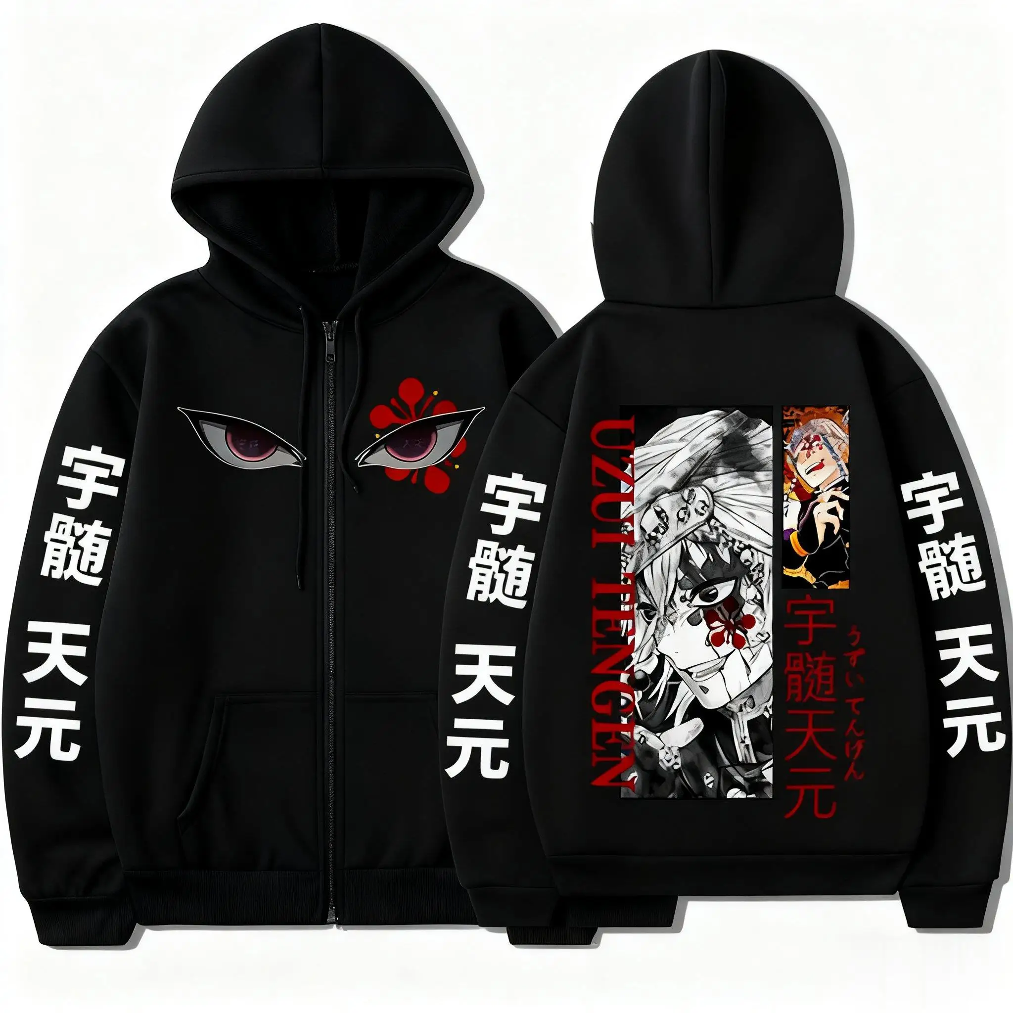 Sudadera con capucha con cremallera de anime Uzui Tengen, Cazador de Demonios, para hombre, talla extra grande, estilo casual urbano, nueva moda Y2K, otoño 2026
