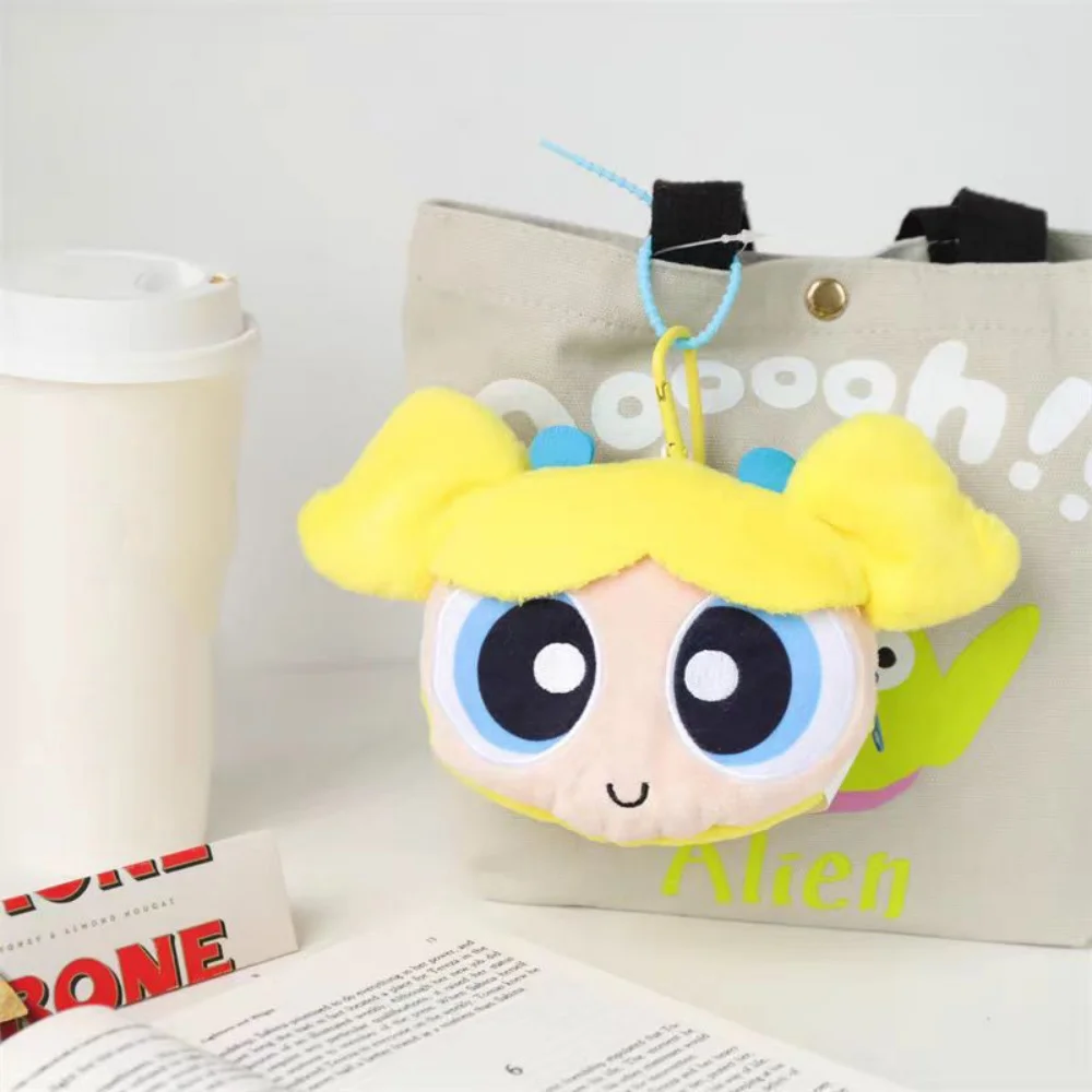 Dompet Gantungan Kunci Boneka Kartun The Powerpuff Girls Asli, Kawaii, Portabel, Tempat Penyimpanan Kartu Transportasi Umum, Koin, dan Earbuds, Cocok untuk Hadiah