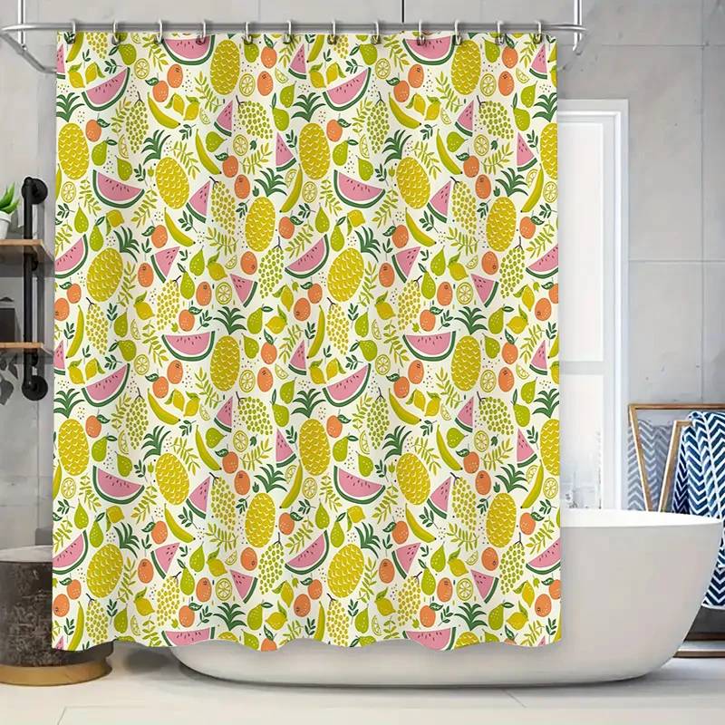 

Fruit Shower Curtain Tropical Watermelon Banana Pineapple Patterned Bathroom Decor Washable Fabric Modern Style Home Decor