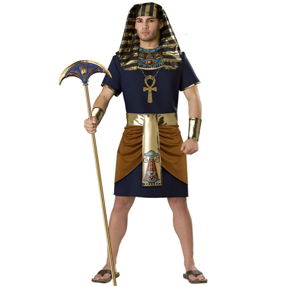 Men Ancient Egypt Pharaoh Costume Anubis Soldier Robe Halloween Fantasia Party Cosplay Fancy Dress