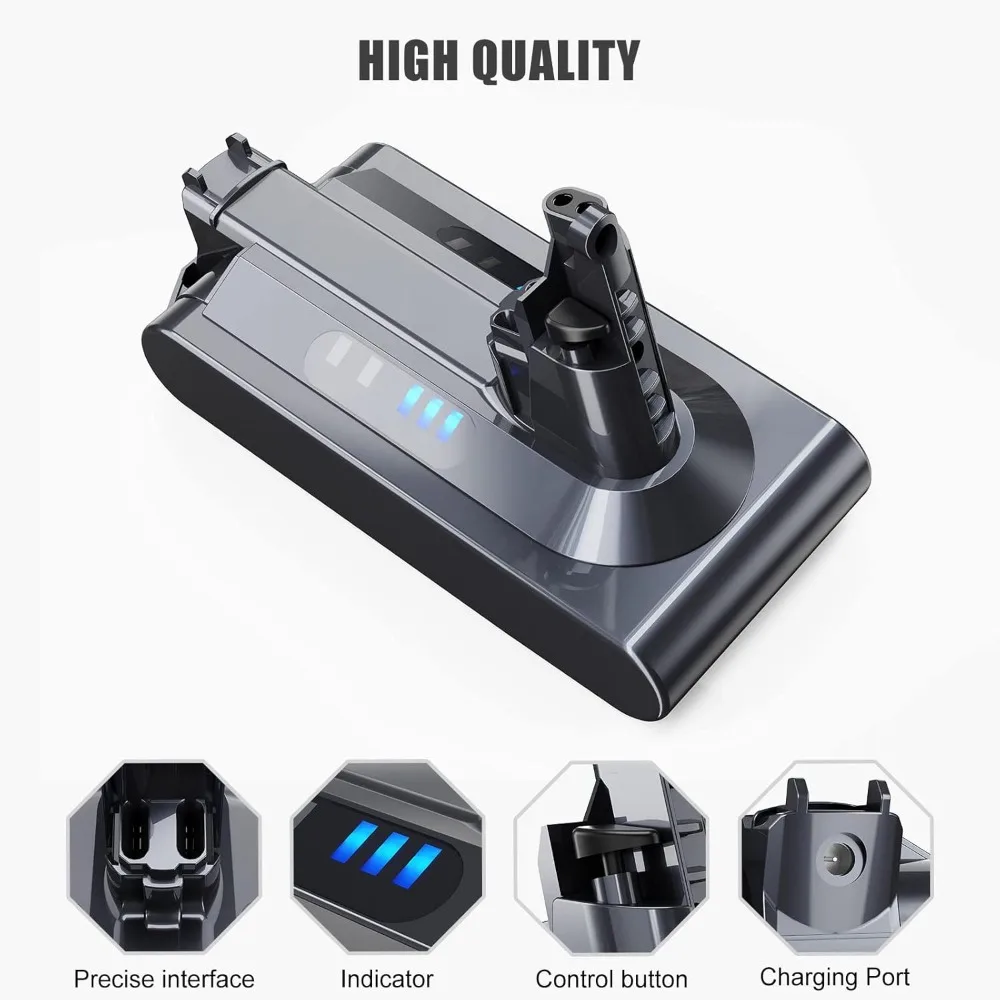 Batterie de remplacement Li-ion 25,2 V pour aspirateur Dyson V10 SV12, compatible avec les modèles V10 Animal, Absolute, Motorhead et Fluffy sans fil, cellule de puissance rechargeable stable