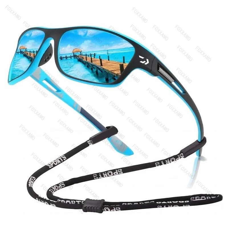 Fashion Polarized Sports Sunglasses With Chain Men Brand Designer Retro Sun Glasses Cycling Climbing Fishing UV400 Eyewear