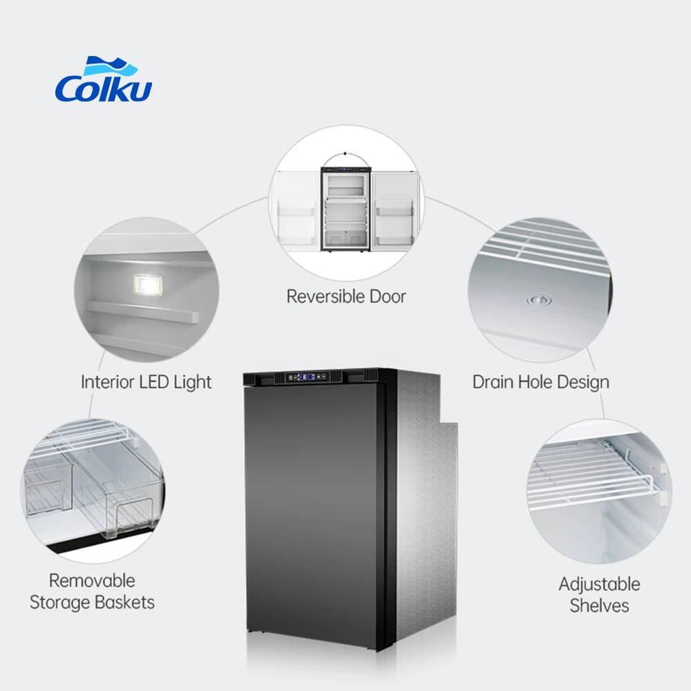 

Wholesale Built in Car Refrigerator 12V Compact Upright Fridge 72L Camping Rv Freezer with Dual Temperature Control