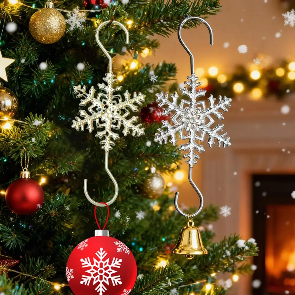 10-100PCS Christmas Snowflake S Hooks Metal Ornament Hangers Durable Pendant Hooks for Hanging Baubles Stockings Wreath Garland