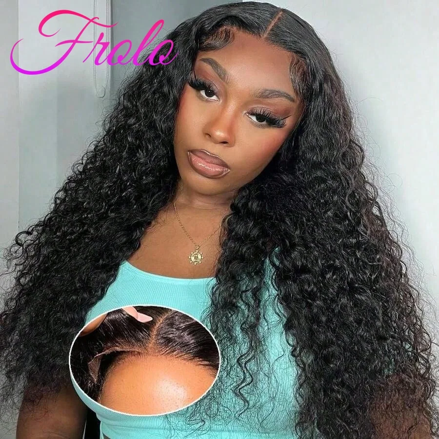 

30 40 Inch 200% Density Glueless Wigs Human Hair Pre Plucked Pre Cut 6x4 Lace Closure Wear And Go Deep Wave Curly Lace Front Wigs For Women Wet And Wavy Natural Color