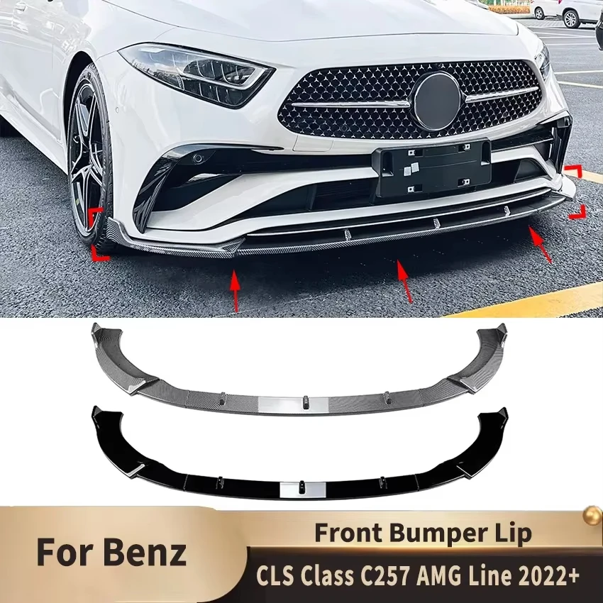 For Mercedes Benz CLS Class C257 AMG Accessories Line 2022+ Front Bumper Lip Splitter Diffuser Body Kit Spoiler Protective Cover