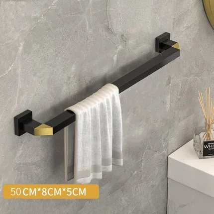 MTTUZK Black Gold Towel Rack Towel Bar Black Space Aluminum Hardware Set,Robe Hook, toilet brush Bathroom Accessories