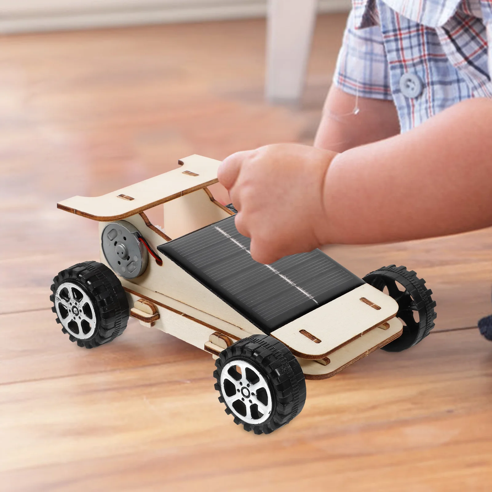 Model Car Kits Solar Assemble Teaching Aid Wooden Toy Vitality Powered Solar-Powered Child Car Scientific Experiment Model