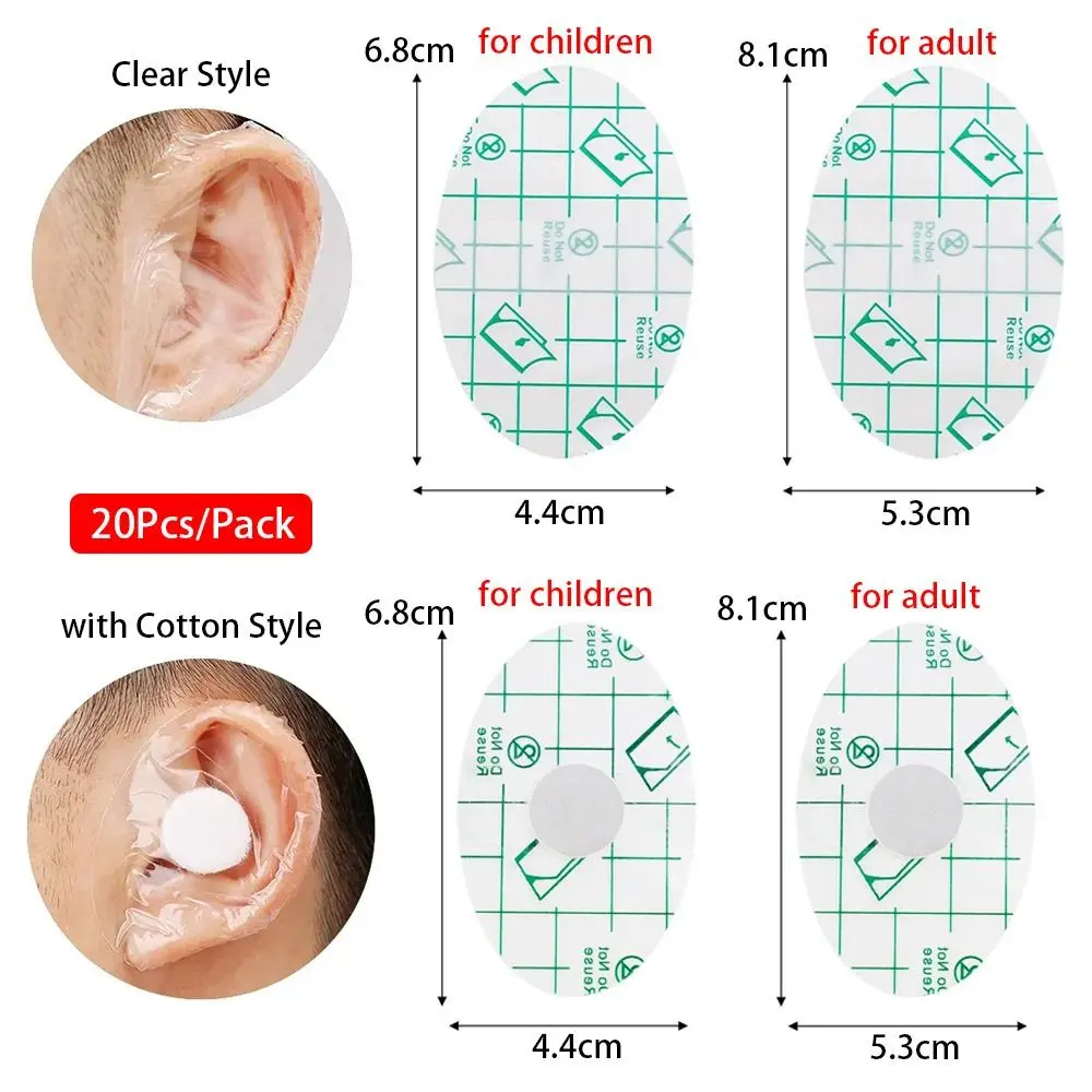 وسادات أذن مقاومة للماء للاستحمام للأطفال ، واقي أذن ، ملصقات لحمام الكعب ، غطاء سباحة ، واقي للاستعمال مرة واحدة ، غطاء أذن ، 20 أو