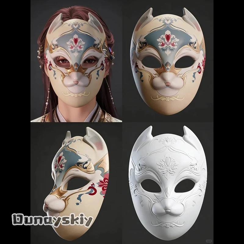 

aBNNS*@Костюм для косплея Love and Deepspace Рафаэль, полнолицевая маска в старинном стиле с акварельной росписью, реквизит для маскарада, ручная роспись