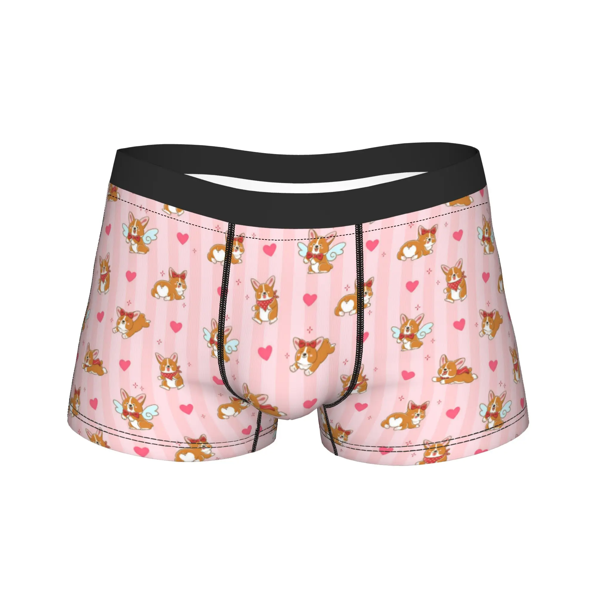 Cute Happy Corgi Dog Animal Cartoon Underwear  Printed Boxer Shorts Hot Sale Men Underpants Breathable Boxer Brief Gift Idea