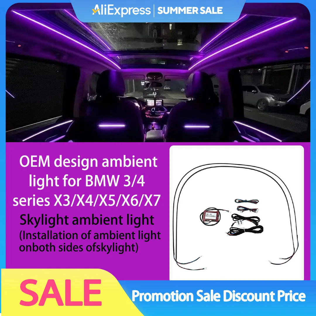 

Car Roof Skylight Panoramic LED Sunroof Ambient Lamp For BMW 3/5 Series G20 G30 G01 G05 X3 X4 X5 X6 X7 Roof Panoramic Skylight