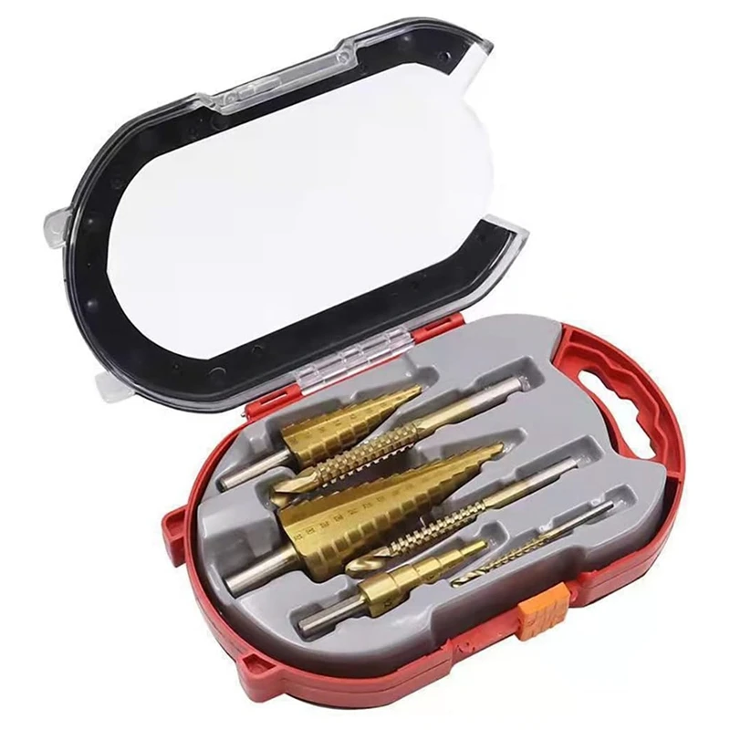 NEW-6Piece Tower Drill Bit Set High-Speed Steel Tower Drill Slotting Plastic Box Packaging Step Saw