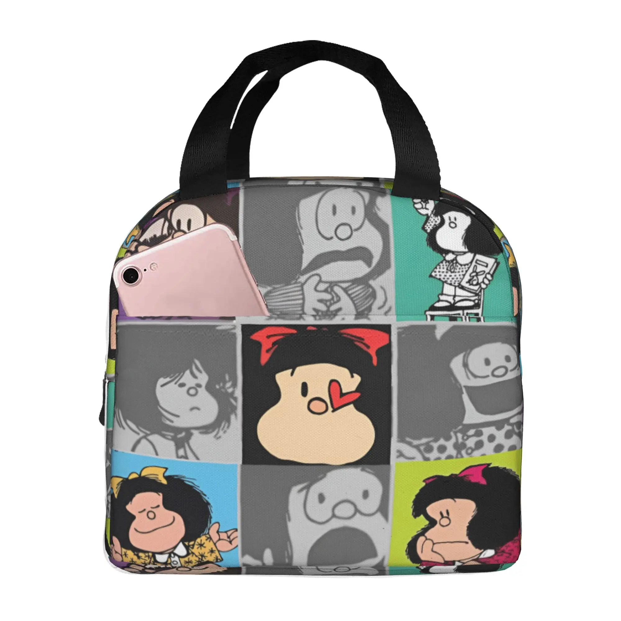 M-Mafaldas Lunch Bag Men Women Quino Manga Cartoon Thermal Cooler Insulated Lunch Boxes for School
