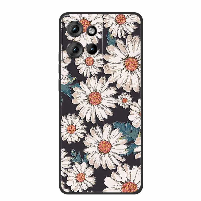 حافظة زهور ثلاثية الأبعاد لهاتف موتورولا G 2025 حافظة منقوشة من السيليكون الأسود غطاء خلفي ناعم لهاتف موتورولا G Play 2026 Edge 60 Neo