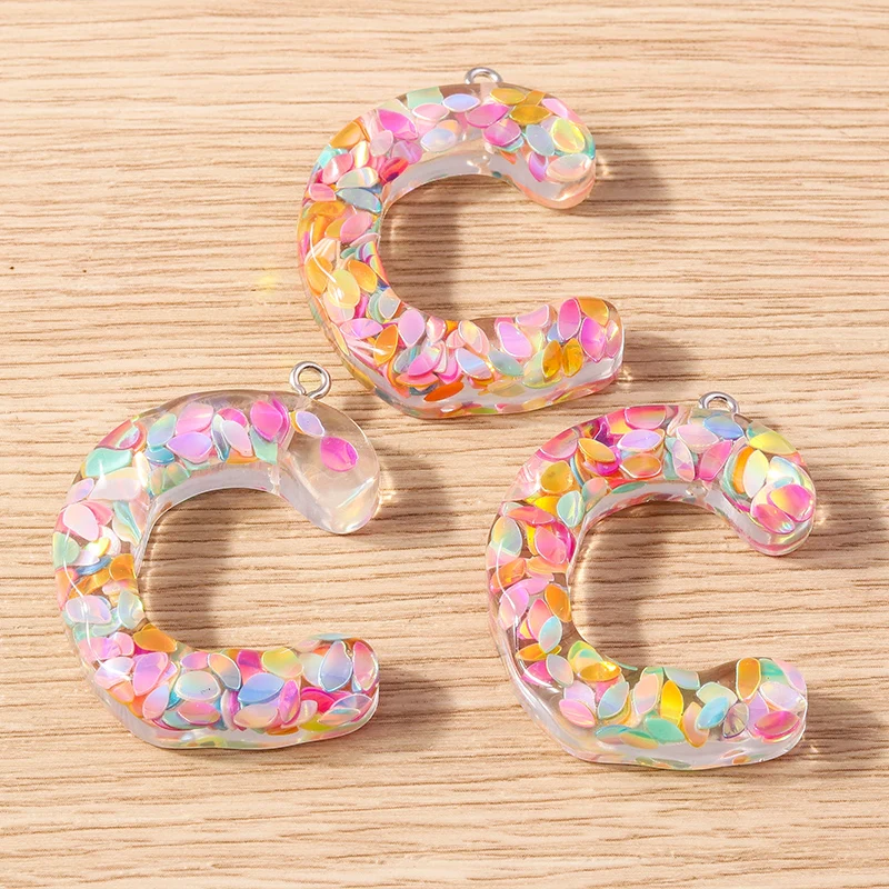 5 Stück Harz-Buchstabenanhänger in Bonbonfarben, 26 Buchstaben von A bis Z, zum Basteln von Schmuck, Ohrringen, Anhängern, Halsketten, Armbändern, für DIY-Projekte und als Geschenk. – Detail 6